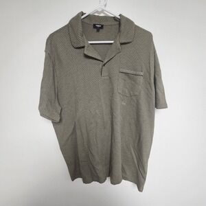 Men's Express Johnny Collar Cotton Polo Geo Pattern Shirt Size Large